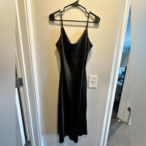 Black Satin Midi Dress
